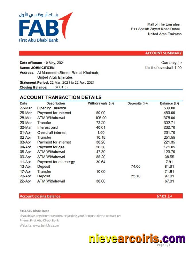 UAE First Abu Dhabi Bank Excel Pdf Photolook