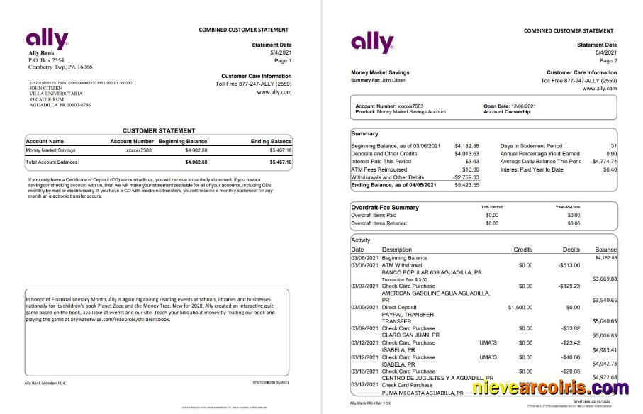 USA Ally Bank 4 Pages Preview