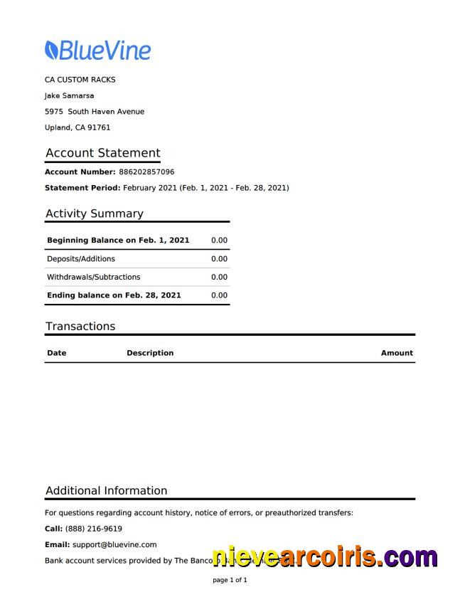 USA California Bluevine Bank St Word Pdf Photolook