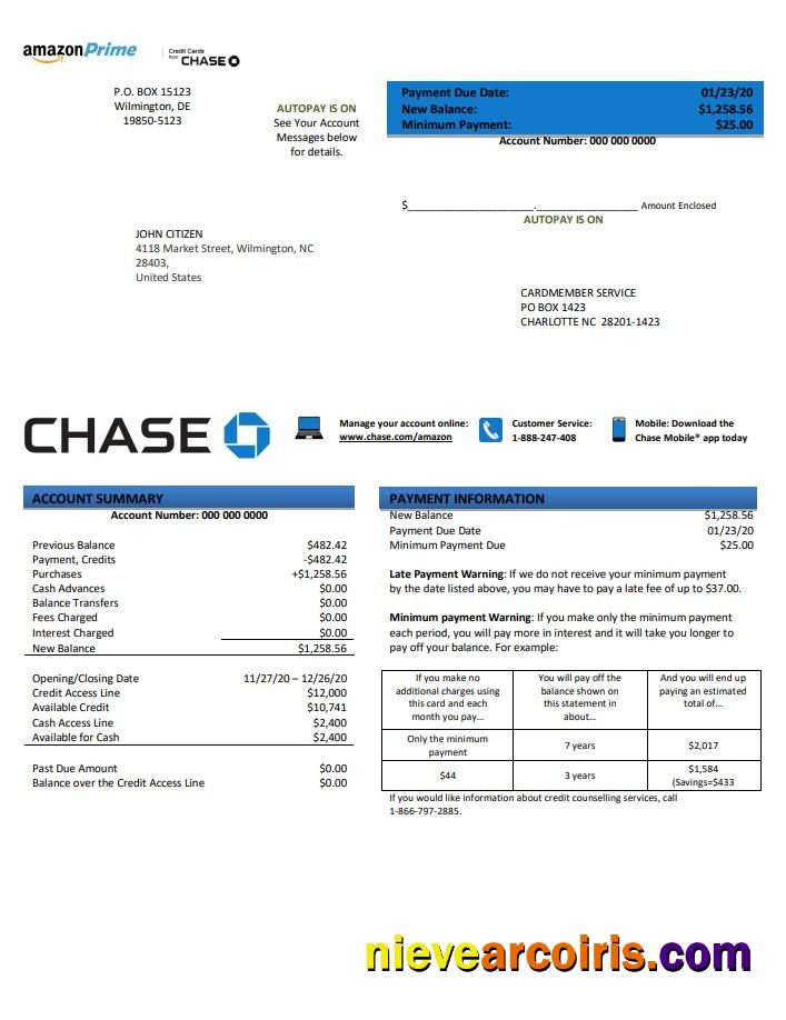 Premium USA Chase Bank Credit Card Statement Template In .doc And .pdf Format