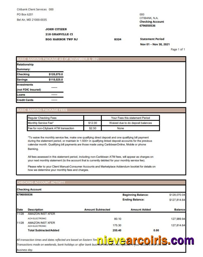 USA City Bank Excel Pdf Preview