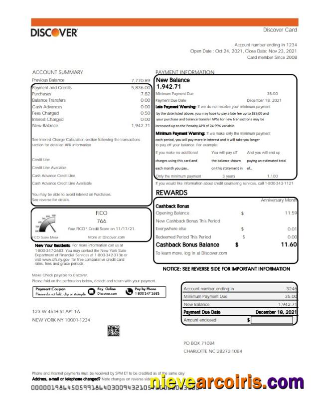 Premium USA Discover Bank Statement Template In Excel And PDF (.xls And .pdf File) Format