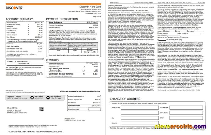 Premium USA Discover Credit Card Statement, Word And PDF Template, 6 Pages