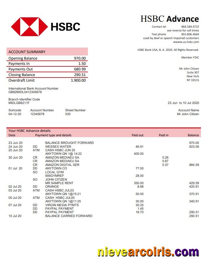 USA HSBC Sample