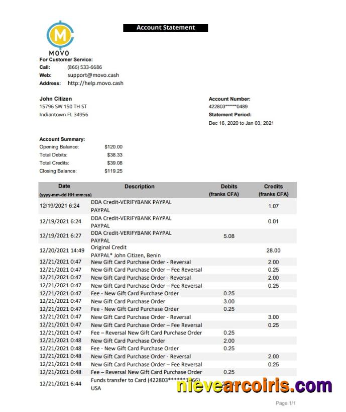USA MOVO Excel Pdf Template