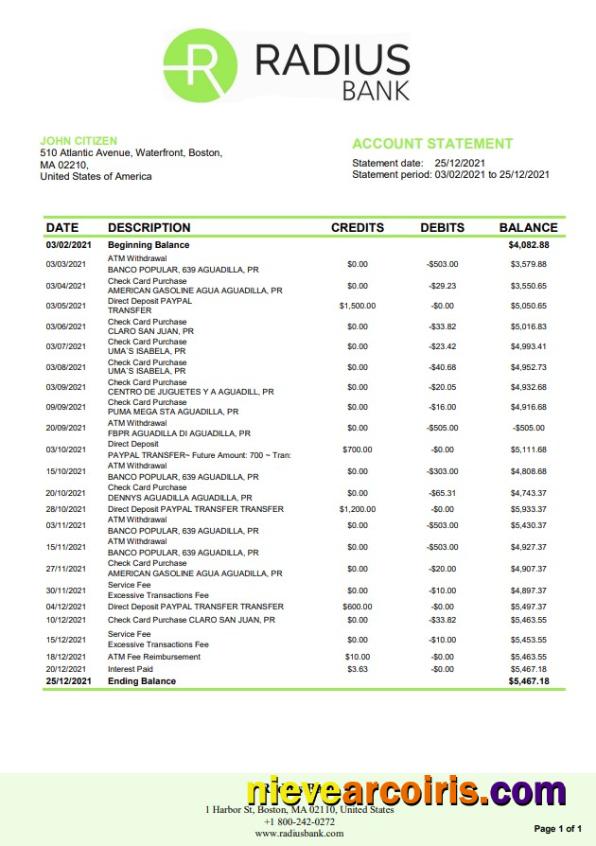 USA Massachusetts Radius Bank Word Pdf Photolook