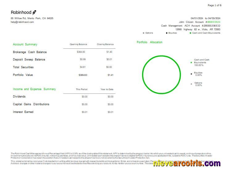 USA Robinhood Bank St, 6 Pages Template