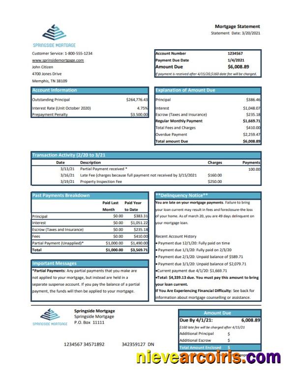 USA Springside Mortgage Excel Pdf Sample