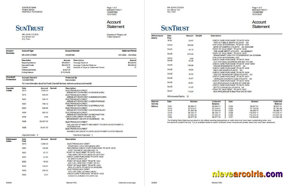 USA SunTrust Bank 2p Sample