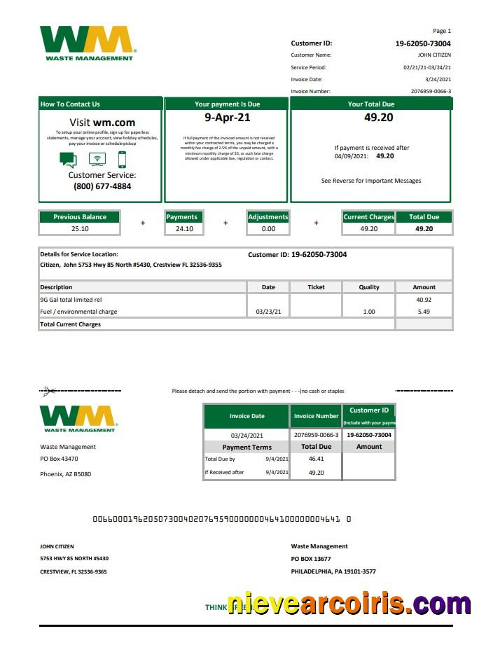 USA Waste Management Excel Pdf Preview