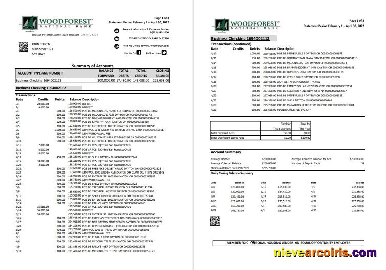 USA Woodforest Xls 3 Pages Sample