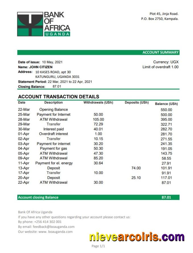 Uganda Bank Of Africa Excel Pdf Preview