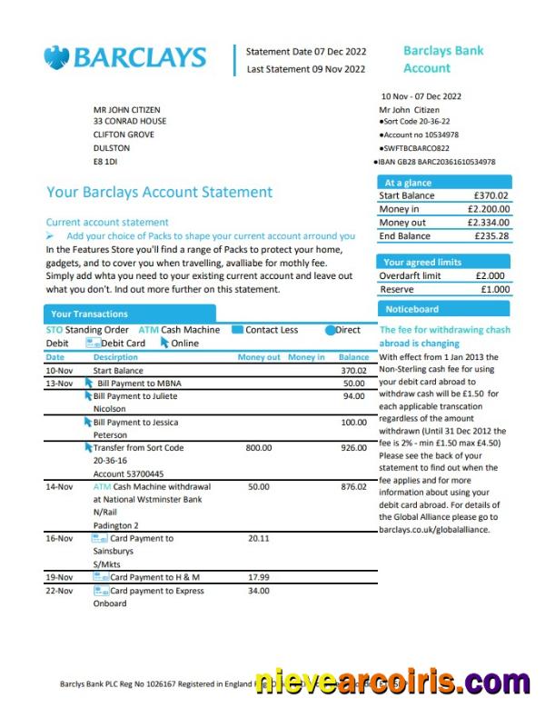 United Kingdom Barclays Account St Version 1 Photolook