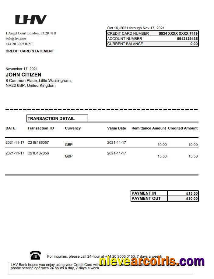 United Kingdom LHV Group Bank Statement In Excel And PDF Format Photolook