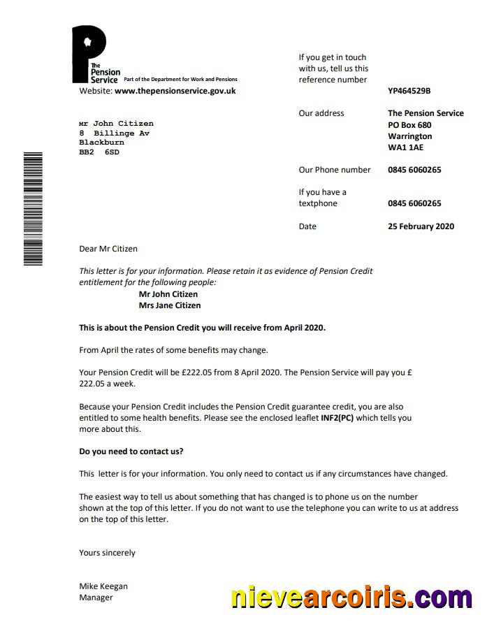 Professional United Kingdom The Pension Service Bank Proof Of Address Statement Template In Word And PDF Format