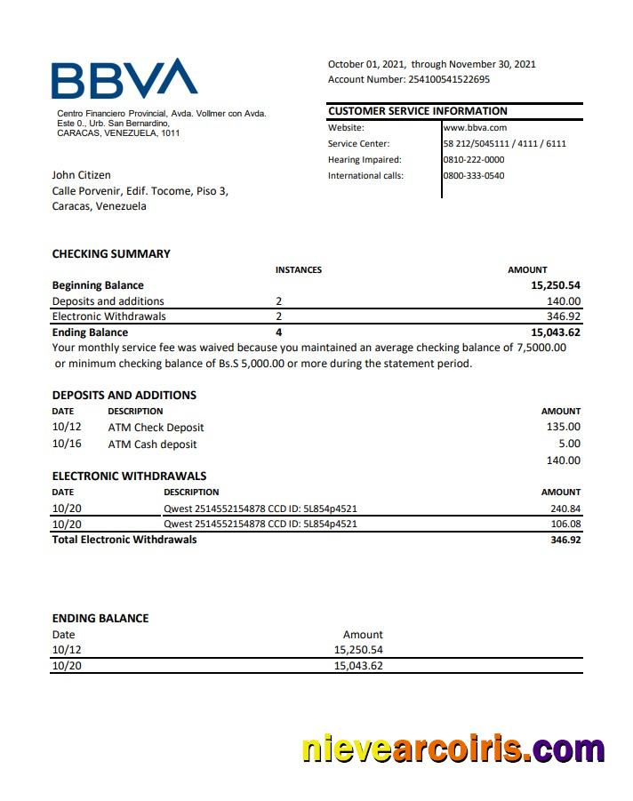 Venezuela BBVA Bank Excel Pdf Photolook