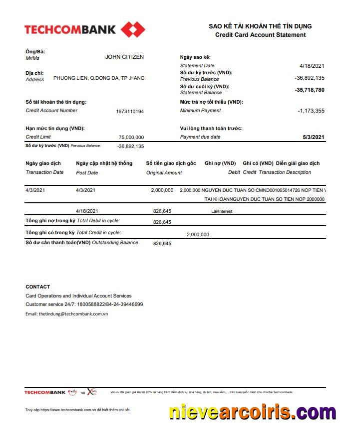 Vietnam Techcombank Excel Pdf Photolook
