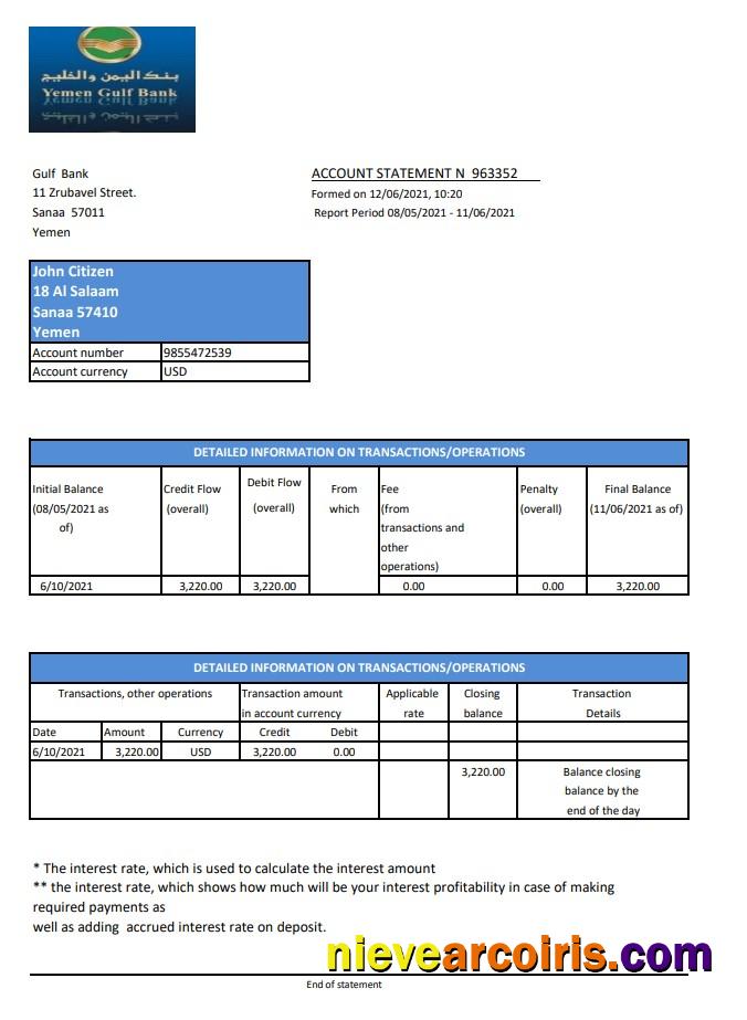Yemen Gulf Bank Excel Pdf Template