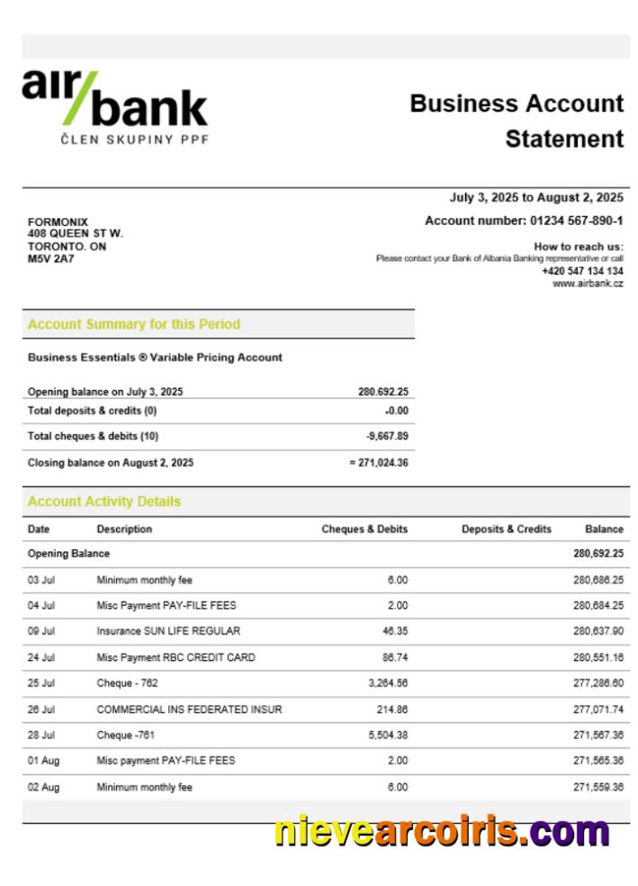 Air Bank Business Organization Checking Statement Word And PDF Format Photolook