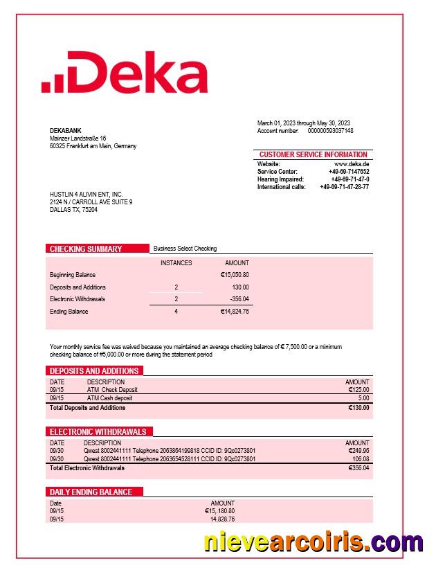 Premium Dekabank Firm Statement Word And PDF Template