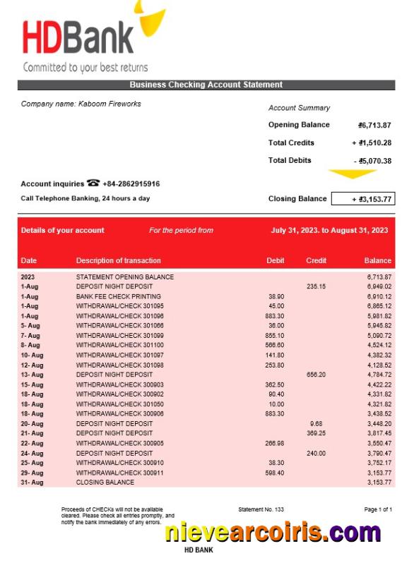 Professional HD Bank Company Account Statement Word And PDF Template