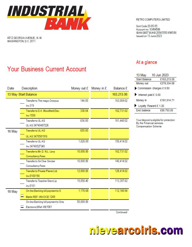 Premium Industrial Bank Firm Account Statement Word And PDF Template
