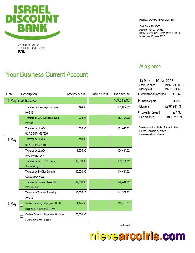 Premium Israel Discount Bank Firm Statement Word And PDF Template