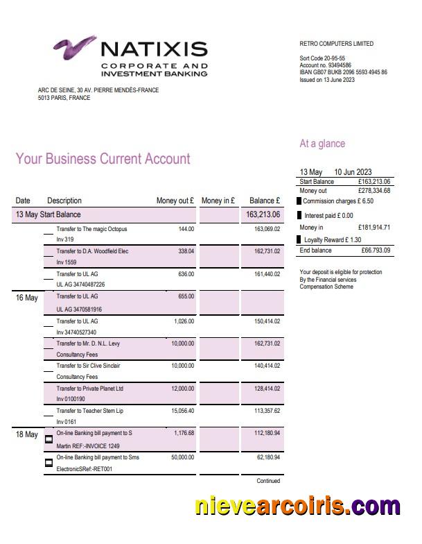 Professional Natixis Algerie Bank Proof Of Address Bank Statement Template In Word And PDF Format