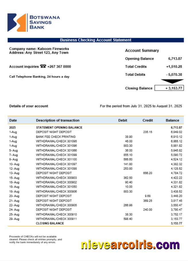 Savings Bank Enterprise Statement Word And PDF Format Template