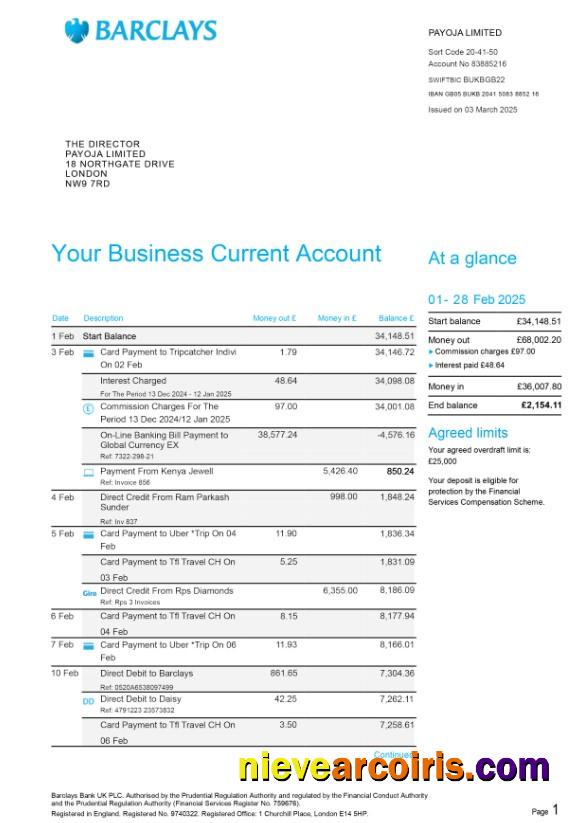 Professional United Kingdom Barclays Bank Statement Template In PSD 6 Pages