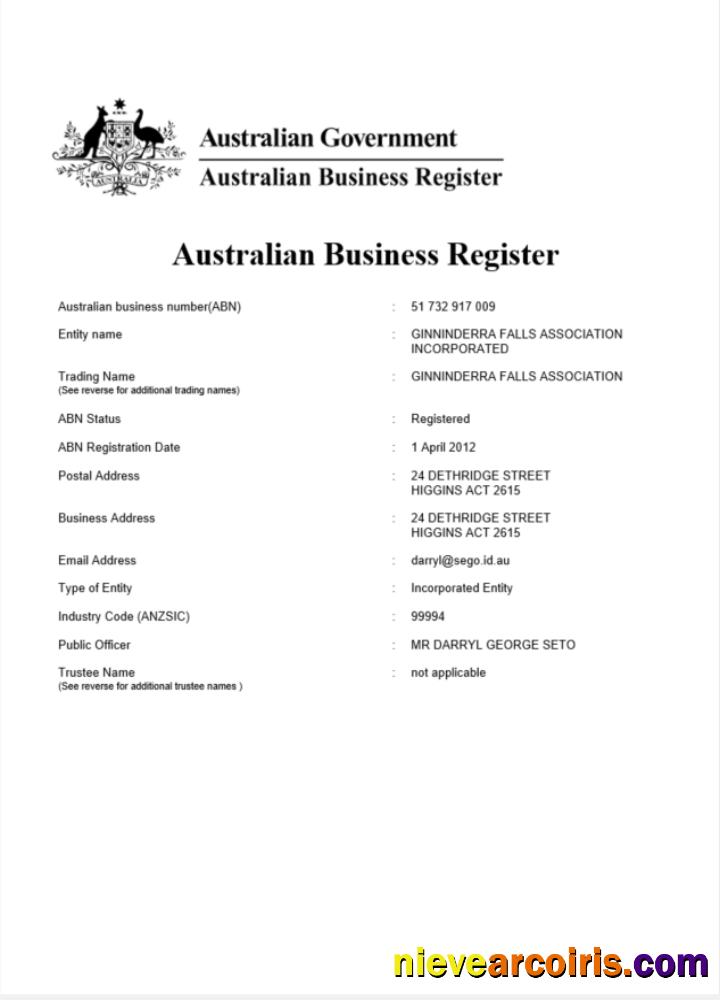 Australia Certificate Of Company Registration, Version 2 Preview