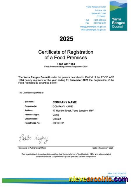 Professional Australia Certificate Of Registration Word And PDF Template, Version 2