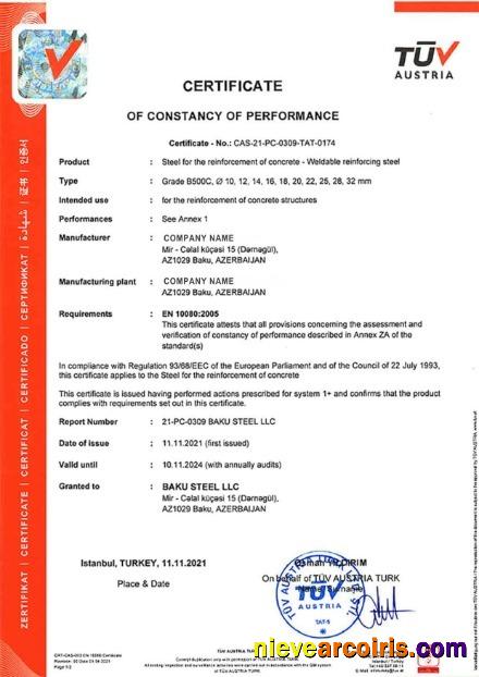 Austria Certificate Of Constancy Of Performance Template