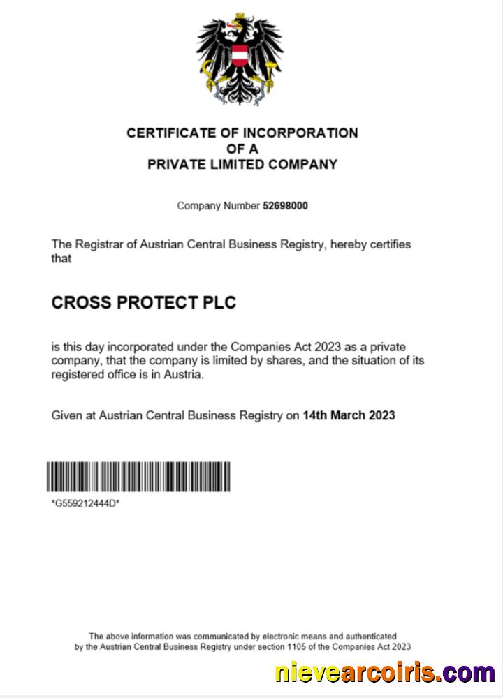 Editable Austria Certificate Of Registration Word And PDF Template