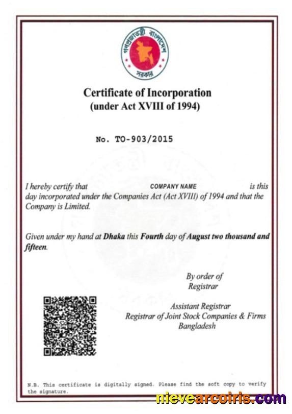 Bangladesh Incorporation Certification Photolook