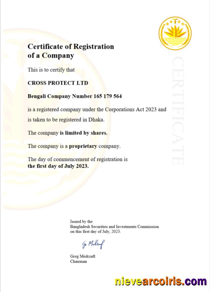 Realistic Bangladesh Certificate Of Registration Word And PDF Template