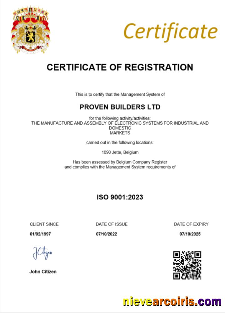 Premium Belgium Certificate Of Registration Word And PDF Template