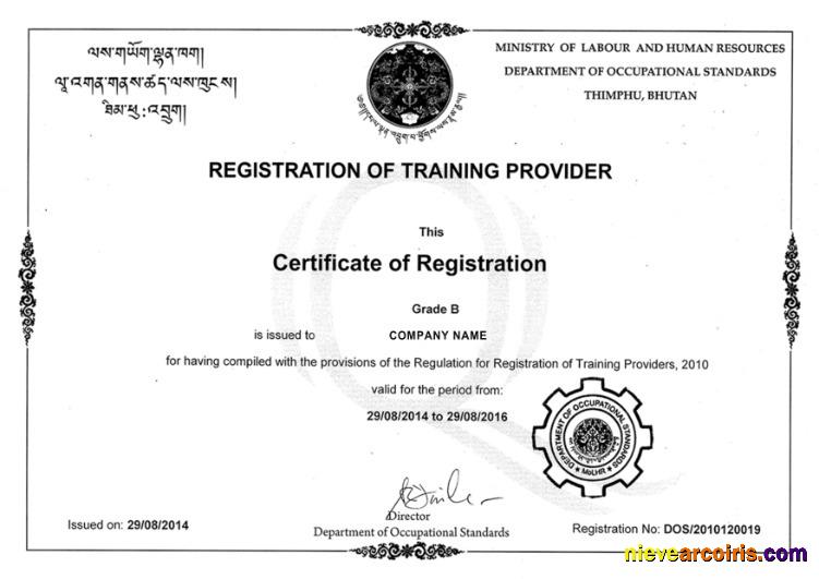 Bhutan Certificate Of Registration Photolook