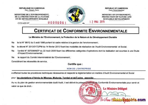 Cameroon Certificate Of Registration Template