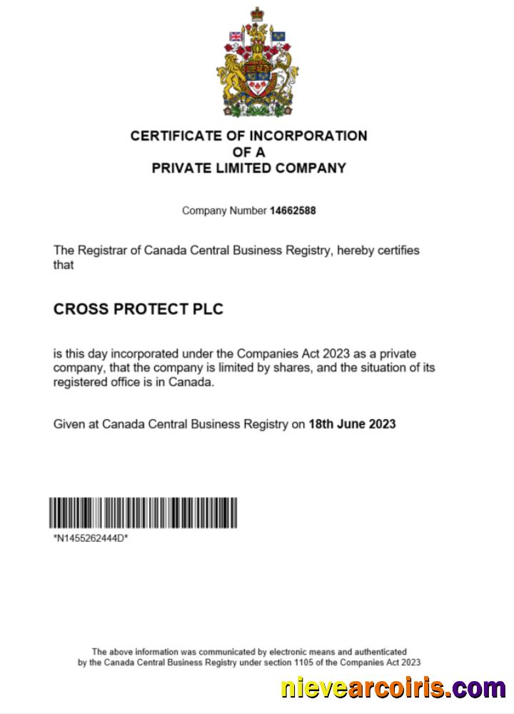 Editable Canada Certificate Of Registration Word And PDF Template