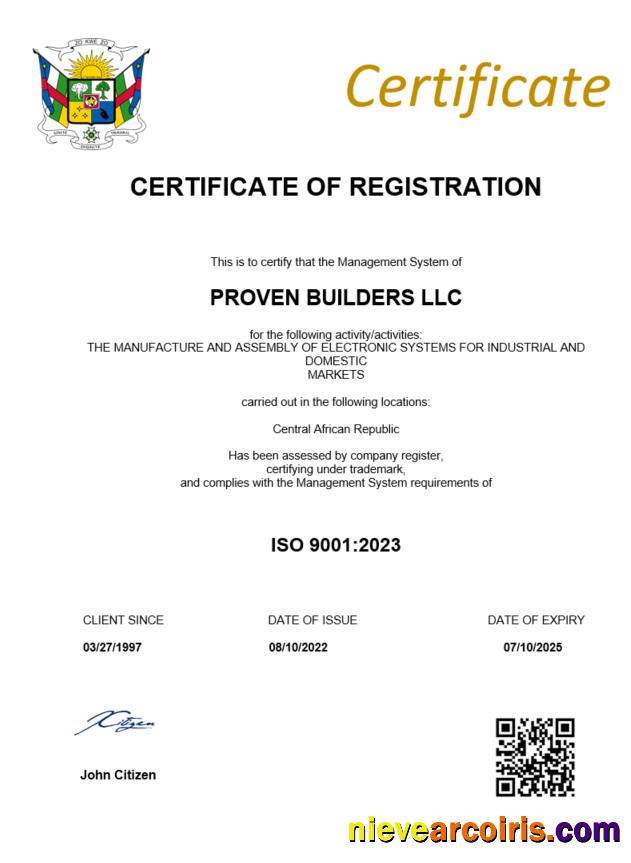 Editable Central African Republic Certificate Of Registration Word And PDF Template