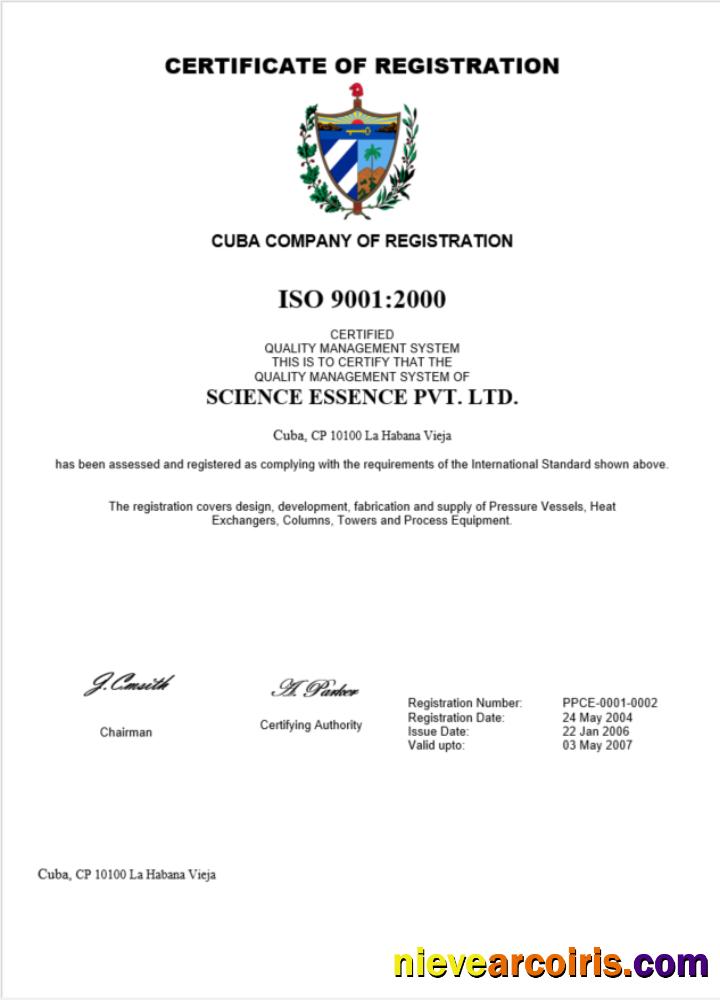 Editable Cuba Certificate Of Registration Word And PDF Template
