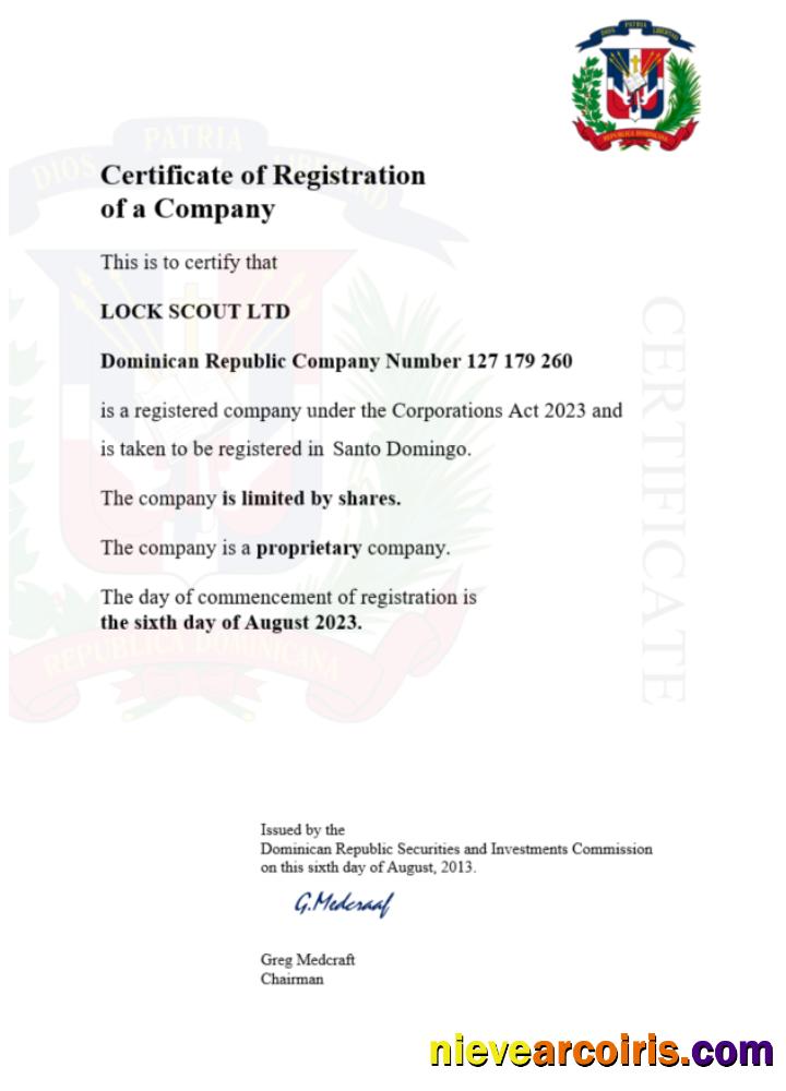 Professional Dominican Republic Certificate Of Registration Word And PDF Template