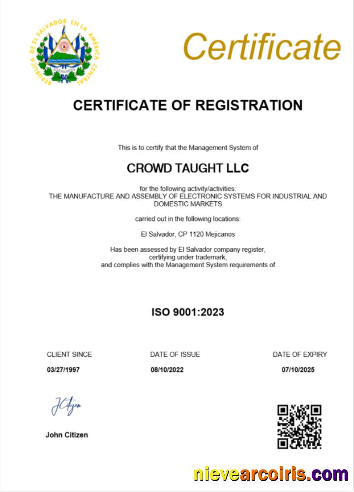 Editable El Salvador Certificate Of Registration Word And PDF Template