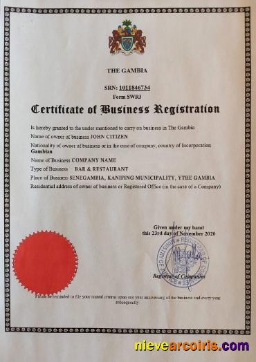 Gambia Certificate Of Business Registration Photolook