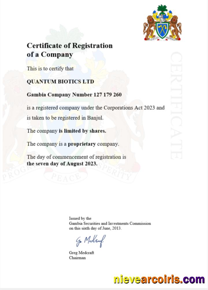 Premium Gambia Certificate Of Registration Word And PDF Template