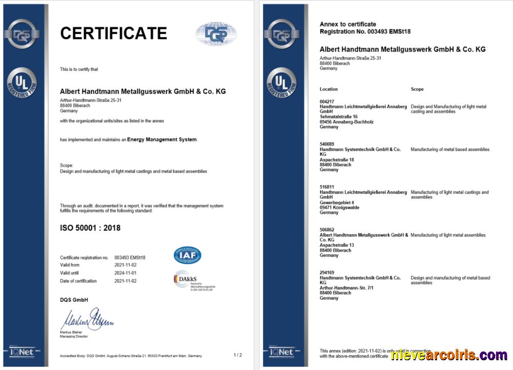 Editable Germany DQS Certificate Of Registration Word And PDF Template