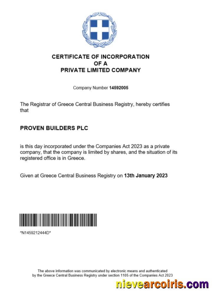 Premium Greece Certificate Of Registration Word And PDF Template