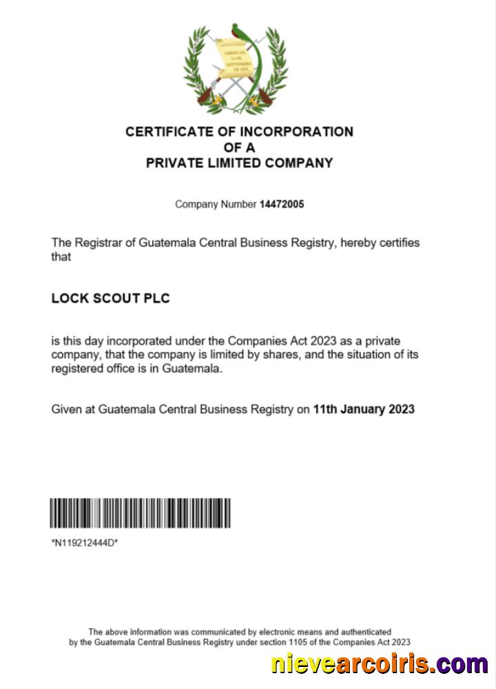 Professional Guatemala Certificate Of Registration Word And PDF Template