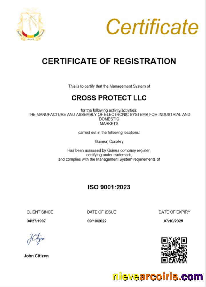 Realistic Guinea Certificate Of Registration Word And PDF Template